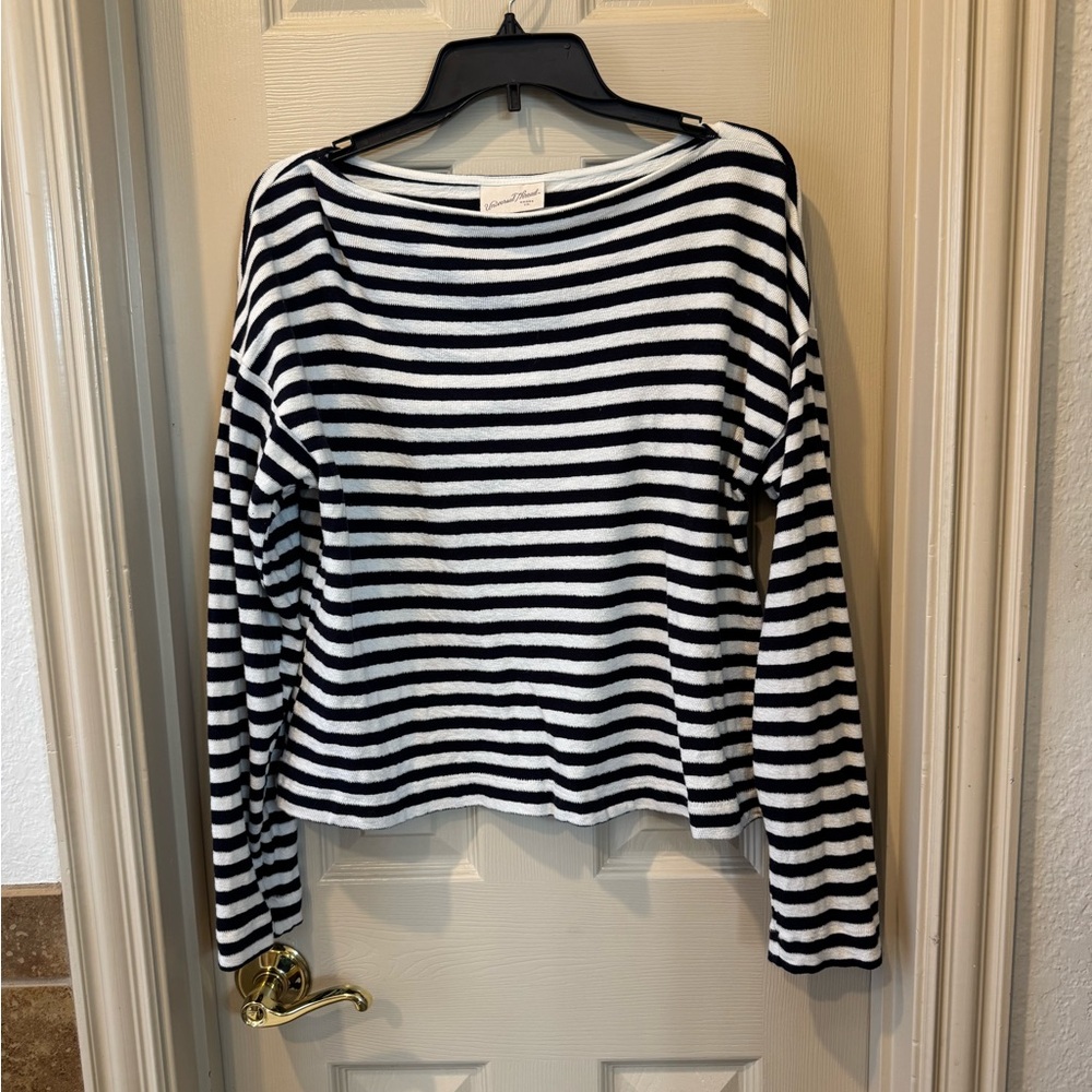 Striped Navy and White Women's Top
